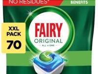 Fairy All-In-1 Dishwasher Tablets Bulk, 70 Tablets, Original, Effective Even On Dried-On Grease