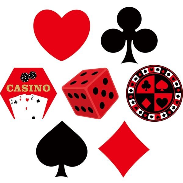 Festiko® Las Vegas Casino Party Cutout Decorations 35 Pieces Playing Card Sign for Birthday School Classroom Welcome Back Party Supplies