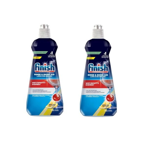Finish Dishwasher Rinse Aid Lemon Sparkel 400ml Pack Of 2