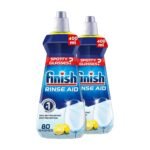 Finish Rinse Aid for Shinier and Drier Dishes, Lemon Sparkle - 400 ml (Pack of 2)