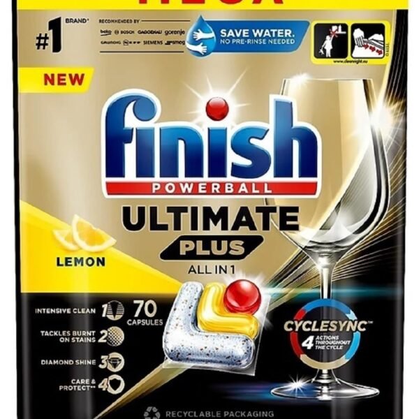 Finish Ultimate Plus All in One Dishwasher Tablets 70 Lemon