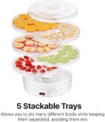 Food Dehydrator Machine Dehydrate Beef Jerky Meats Mushrooms Fruits & Vegetables Great For At High-Heat Circulation Home Use for Kitchen Dehydration Food Dryer Machine with 5 Stackable Trays