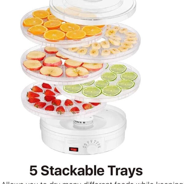 Food Dehydrator Machine Dehydrate Beef Jerky Meats Mushrooms Fruits & Vegetables Great For At High-Heat Circulation Home Use for Kitchen Dehydration Food Dryer Machine with 5 Stackable Trays
