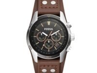 Fossil Leather Chronograph Black Dial Men's Watch-Ch2891, Band Color:Brown