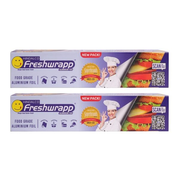 Freshwrapp Hindalco Aluminium Foil 72 Meters, 11microns (Pack of 2) | Food Packing, Wrapping, Storing and Serving