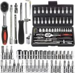 G.FIDEL 46 in 1 Heavy Duty 1/4" Combinational Ratchet Socket Wrench Spanner 46 Pieces Chrome Vanadium Hand Tool Kit Set For Repairing Work, DIY, Auto Repairs Car & Bike