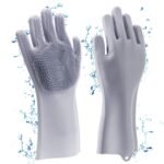 GadgetBite Hand Gloves for Kitchen Cleaning dish Washing Gloves Silicone Dishwashing Hands Vessel dishwasher wash utensil For Women Men House essentials for Bathroom Cleaning Pet Hair Care - Multi