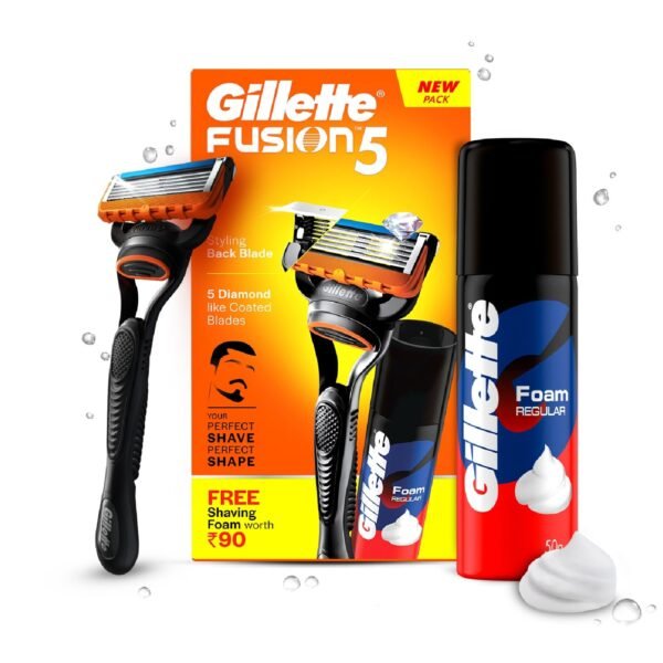 Gillette Fusion Manual Razor for Men for Perfect Shave and Perfect Beard Shape & Gillette Classic Regular Pre Shave Foam, 50g