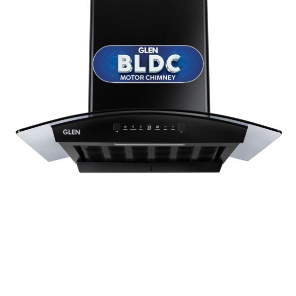 Glen 60 cm 1500 m³/hr BLDC Filterless Thermal Autoclean Kitchen Chimney, Curved Glass |(Hood RICA 60, Aeration technology|Touch & Gesture Control,Black)