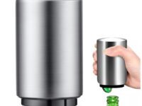 HEINRICHED Beer Bottle Opener, Automatic Stainless Steel Quick Pop The Top Can Openers by Magnet Catching No Damage Caps, Wine Accessory Push Down Off Magnetic Bartender Tool for Home Picnic Camping