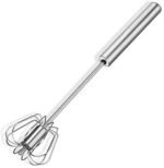 HENIJ Egg Whisk, Stainless Steel Hand Push Whisk Blender, Versatile Tool for Egg Beater, Milk Frother, Kitchen Utensil for Whisking, Beating, Stirring (Pack of 1)