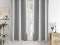 HOMEMONDE Blackout Window Curtain 5 Feet Pack of 2 - Solid 63% Light Blocking Curtains for Living Room, Energy Effcient & Fade Resistant Panels 60 Inch Long, (Greyish White, 152 x 118 CMs)
