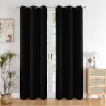 HOMEMONDE Door Curtains 7 Feet Single Pcs - Solid 98% Blackout Curtain for Living Room, Bedroom, Office, 84L Inch x 46 Inch - (Black, 213 x 118 CM)
