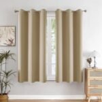 HOMEMONDE Solid Blackout Curtains 5 Feet Long - Thermal Insulated Curtains for Window, 70% Room Darkening Drapes for Living Room, Bedroom, 60 Inch 1 Piece, (Beige, 152.4 x 118 CM)