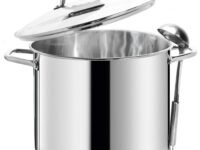 HOMICHEF Large Nickel Free Stainless Steel Stock Pot 16 Quart with Lid - Mirror Polished Stockpot 16 Quart with Lid - Heavy Soup Pot Large Cooking Pot with Lid - Healthy Cookware Induction Pot
