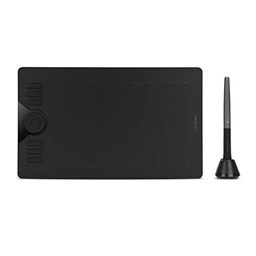 HUION HS610 Drawing Tablet 10x6.25 Inches Graphics Digital Tablet Tilt Function Battery-Free Stylus 8192 Pen Pressure with Touch Ring and 12 Shortcut Keys Support Android Windows MACOS, Black