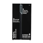 Haier 602L 3Star 2 Door Side by Side Frost Free Refrigerator|100% Convertible|Expert Inverter Technology|Digital Display Panel|Triple Twist Ice Maker|Deo Fresh Technology (HRS-682KS, Black Steel)