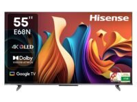 Hisense 139 cm (55 inches) E68N Series 4K Ultra HD Smart Google QLED TV 55E68N (Grey)