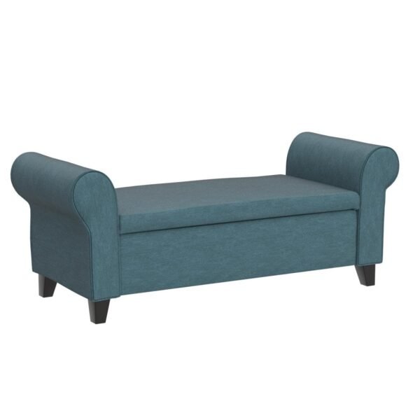 Home Reserve Sal wood Varian 50" Wide Rectangle 2 Seater Sofa Upholstered Bench Ottoman Pouffe Footstool Sofa Couch For Living Room Bedroom Office Ottoman With Storage Teal