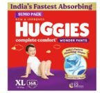 Huggies Complete Comfort Wonder Pants | Pant Style Baby Diapers Extra Large Size (XL), 168 Count | India's Fastest Absorbing Diaper, Prevents Diaper Rash, Ideal for 12 to 17 Kgs (56 Count, Pack of 2)