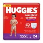 Huggies Complete Comfort Wonder Pants Triple Extra Large (XXXL) Size (17 Kgs+) Baby Diaper Pants, 24 count|5 benefits in 1 diaper| Bubble Bed softness | Upto 12 hour overnight absorption