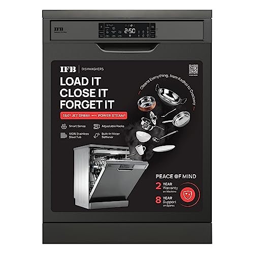 IFB 16 Place Settings â€ŽHot water wash Free Standing Dishwasher (Neptune VX2 Plus, Inox Grey, In Built Heater with Turbo Drying, Perfect for Indian Utensils)