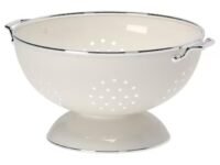 IKEA GEMAK - Colander, Off-White, Steel, Enamel, Zinc, Chrome-plated