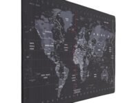 INOVERA World Map Anti-Slip Extended Desk Mat Gaming Rubber Stitched Mouse Pad for Laptop and Computer, 590L x 300B mm (Black, Medium)
