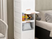 JD FRESH Plastic 4 Tier Foldable Organizer for Clothes/Modular Kitchen Storage Rack/Multipurpose Wardrobe for Cloth/Space Saving Closet for Bedroom/Stackable Cabinet/Almirah for Living Room(White)