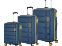 Kamiliant by American Tourister 3 Pc Harrier Zing Set 56 Cms,68 Cms&78 Cms- Small,Medium&Large Polypropylene(Pp) Hardside 8 Wheels Spinner Luggage Set/Trolley Bag Set(Navy),52 cms,32 cms