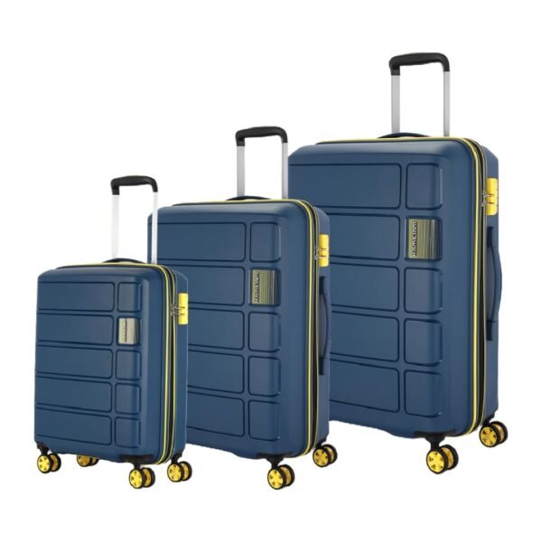 Kamiliant by American Tourister 3 Pc Harrier Zing Set 56 Cms,68 Cms&78 Cms- Small,Medium&Large Polypropylene(Pp) Hardside 8 Wheels Spinner Luggage Set/Trolley Bag Set(Navy),52 cms,32 cms