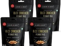 Kari Kari Salt Pepper Rice Cracker & Peanut Mix | Crunchy Japanese Snacks | Roasted, Non-Fried Healthy | 100% Vegetarian | Party Snacks (50g x Pack of 4)