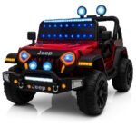 Kawaii Kids Charger Battery Operated 4x4 Big Size Jeep 12V Battery for Kids with 4 Motor Music and Working Lights (Rubicon-Red)
