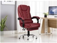 Kepler Brooks Italia Premium Leatherette Office Chair for Work | 3-Years Warranty | Boss Chair for Office, Ergonomic Executive Chair, Cushioned Arms & Seat, Leg Rest,Heavy Duty Metal Base (Burgundy)