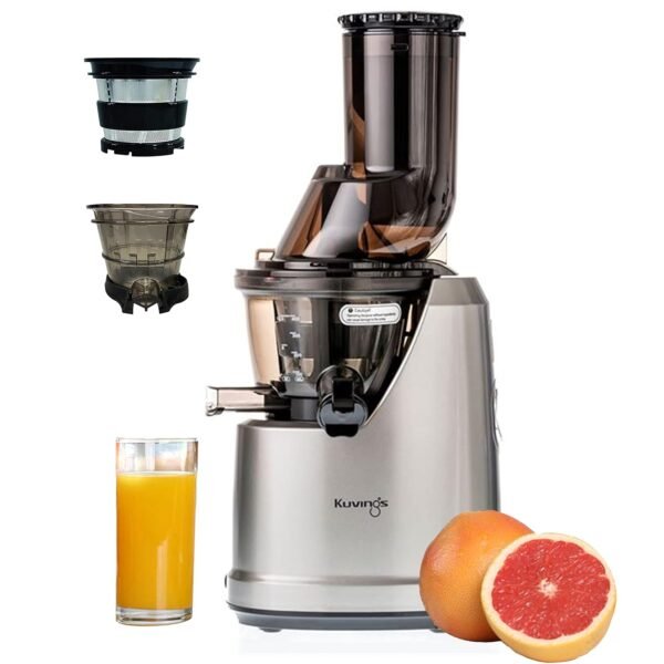 Kuvings B1700 Cold Press Whole Slow Juicer, Patented JMCS Technology for 10% More Juice, All-in-1 Fruit & Vegetable Juicer, 12 Yrs Warranty (Motor), 240W Strong Motor (Dark SIlver with Attachments)