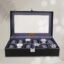 LEDO Men's and Women's Watch Box Holder Organizer Case In 12 Slots of watches In PU Leather with Black & Gray