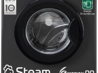LG 7 Kg, 5 Star, Direct Drive Technology, Steam Wash, 6 Motion DD, Smart Diagnosis, Fully-Automatic Front Load Washing Machine (FHM1207SDM, Allergy Care, In-Built Heater, Touch Panel, Middle Black)