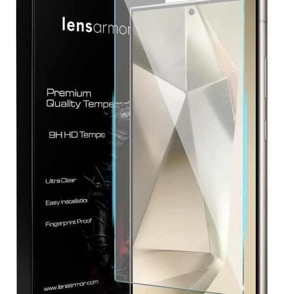 Lensarmor Samsung S24 Ultra Clear Borderless Tempered Glass – Military Grade 9H+ Premium Screen Protector for Galaxy S24 Ultra 5G – Ultrasonic Fingerprint Compatible Screen Guard – Edge-to-Edge 6.9"