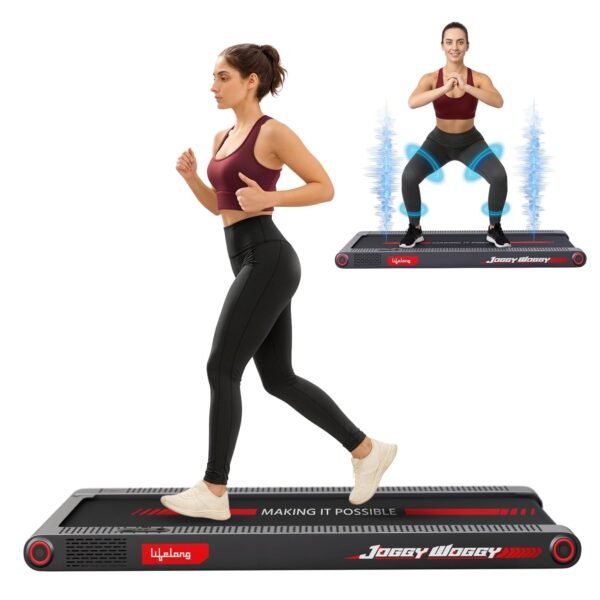 Lifelong Walking Pad Treadmill for Home| 4 HP Peak Motorised Treadmill with Vibration Plate | 3-in-1 Function with Walking, Jogging & 4 Vibration Massage Modes| LED Display | Supports 120kg
