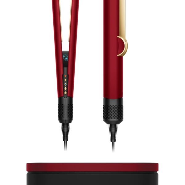 [Limited Edition] Dyson Airstrait Hair Straightener [Red Velvet & Gold] | Straightens with Air | No Hot Plates, No Heat Damage | Wet-to-Dry Straightener | Combines Drying & Straightening in One Step | Saves Time | Wet & Dry Modes | Suitable for All Hair Types | 2-Year Warranty