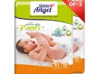Little Angel Extra Dry Baby Pants Diaper, Extra Large (XL) Size, 112 Count, Super Absorbent Core Up to 12 Hrs Protection & Wetness Indicator, Over 12kg (56 count/pack, Pack of 2)