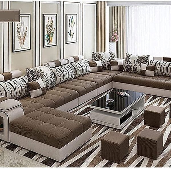 Live Room Sofa,Apartment Living Room Corner Nordic Removable Washable Sofa Combination Furniture (Brown)