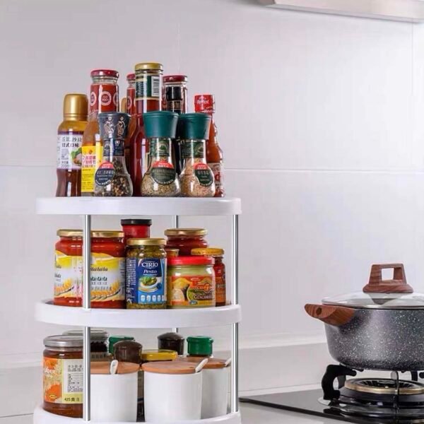 Lukzer 3 Layer Multi-Purpose Kitchen Storage Rack Vegetables and Fruits Space Saving 360º Rotatable Trolley Casters for Office Rooms (3 Tier/32 X 24.8cm)