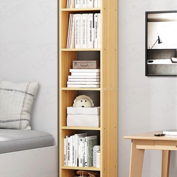 Lukzer 6 Layer Engineered Wood Bookshelf Multipurpose Home Decor Storage Rack Showcase Organizer for Living Room, Kitchen, Bedroom(MR-005/Light Oak /180 x 33 x 24cm) DIY (Do It Yourself)