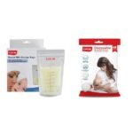 LuvLap Baby Breast Milk Storage Bags (Pack of 25), Transparent & Ultra Thin Honeycomb Nursing Breast Pads, 48pcs, Disposable, High Absorbent