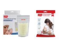 LuvLap Baby Breast Milk Storage Bags (Pack of 25), Transparent & Ultra Thin Honeycomb Nursing Breast Pads, 48pcs, Disposable, High Absorbent