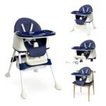 MEDITIVE 5 In 1 Baby High Chair Cum Booster Seat, Kids/Children Height Adjustable High Chair. 6 Months +, Blue