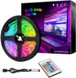 MIRADH 3M 10Ft Rgb Led Strip Lights,Ip65 Waterproof Colored Usb Tv Backlight With Remote,16 Color Changing 180 5050 Leds Lighting For Hdtv,Multicolor,3 meters