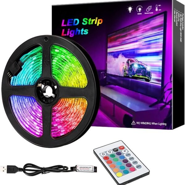 MIRADH 3M 10Ft Rgb Led Strip Lights,Ip65 Waterproof Colored Usb Tv Backlight With Remote,16 Color Changing 180 5050 Leds Lighting For Hdtv,Multicolor,3 meters