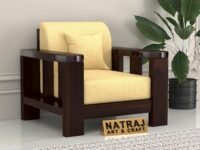 NATRAJ ART & CRAFT Sheesham Wooden 1 Seater Sofa for Living Room | Solid Wood Sofa | Rosewood Sofa Set for Home & Office | Lounge (Walnut)